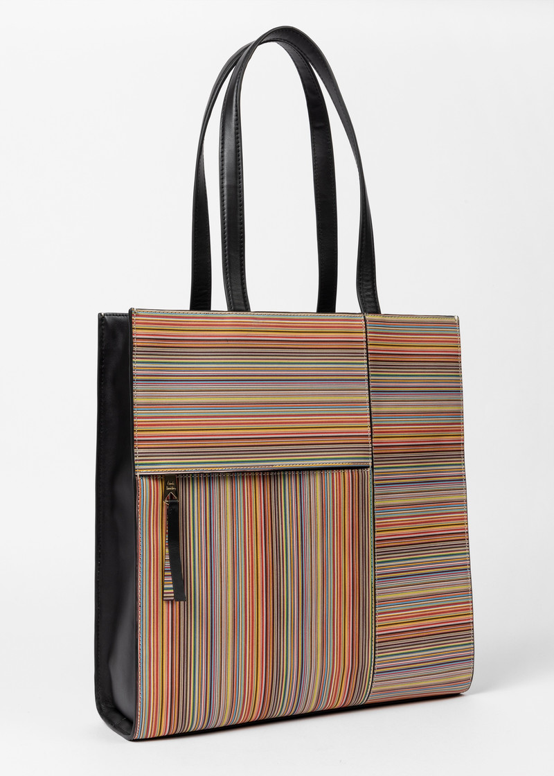 Leather 'Signature Stripe' Tote Bag 6