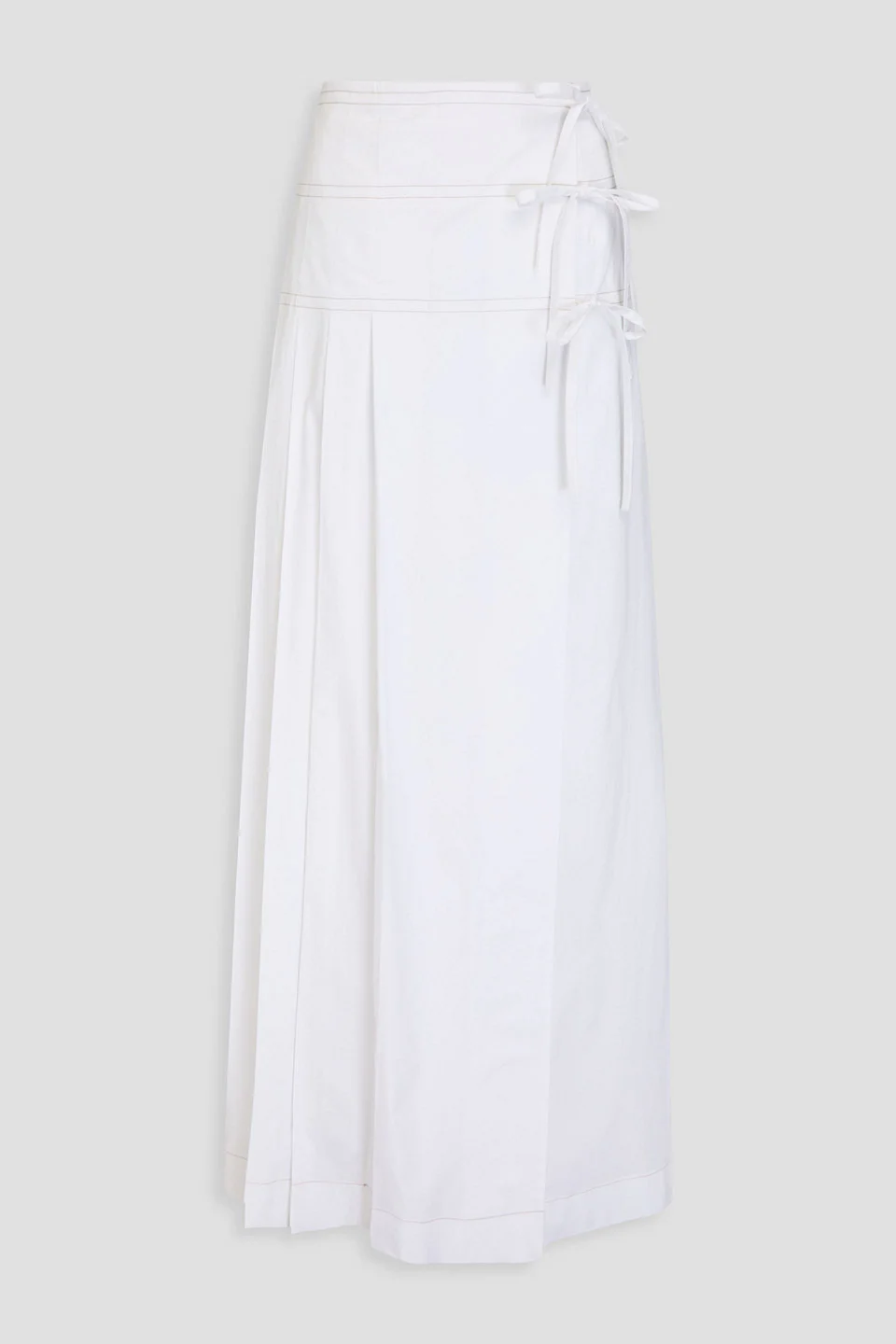Pleated cotton-blend poplin maxi wrap skirt - 1
