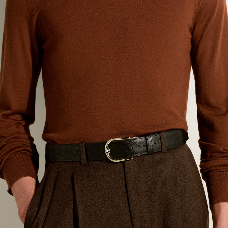 Cyprus blue/black 35mm reversible leather strap 4