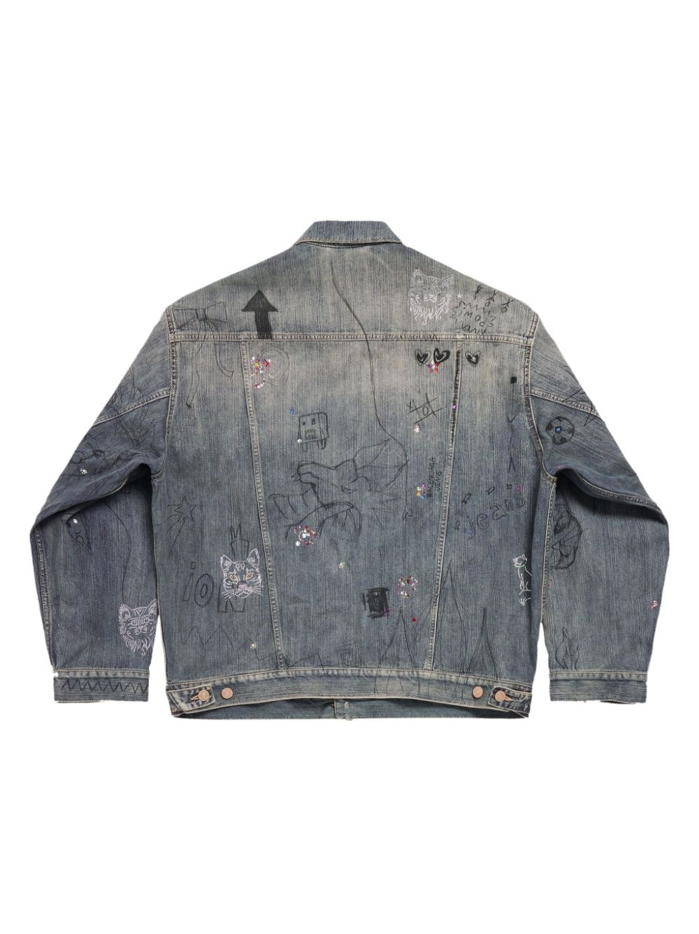 graffiti-print cotton denim jacket - 2