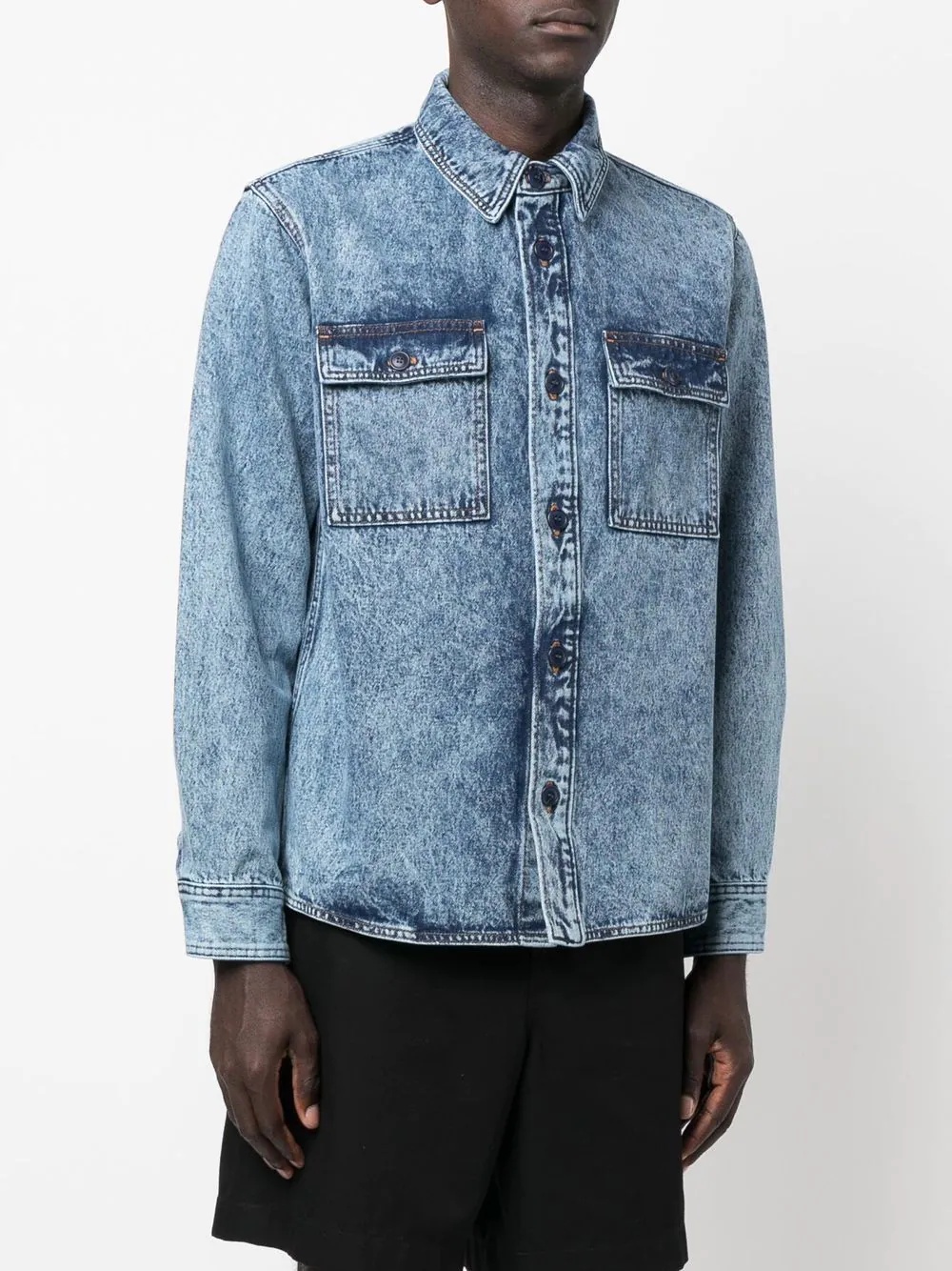 acid-wash denim shirt - 3