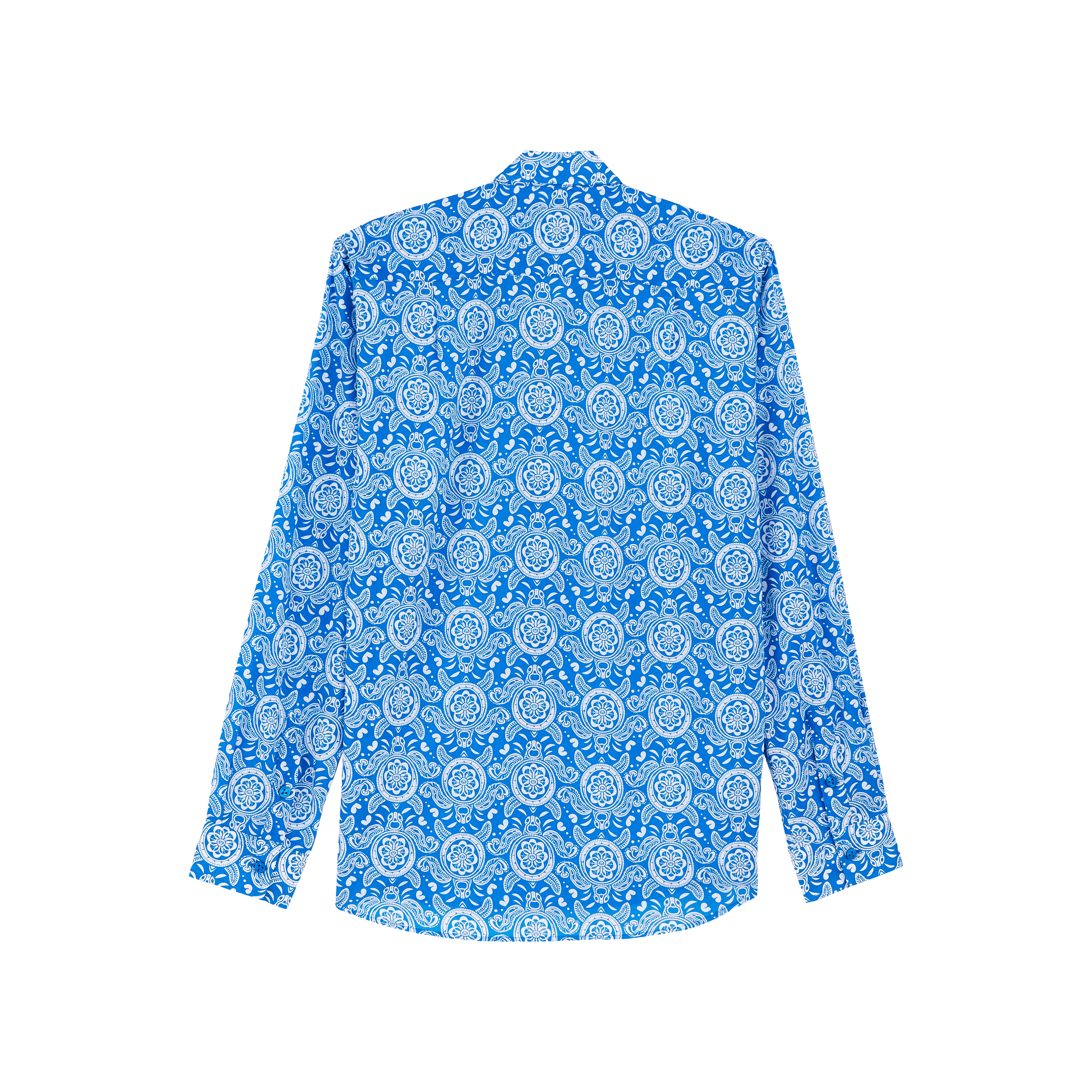 Men Cotton Voile Lightweight Shirt Tribal Turtles - 2