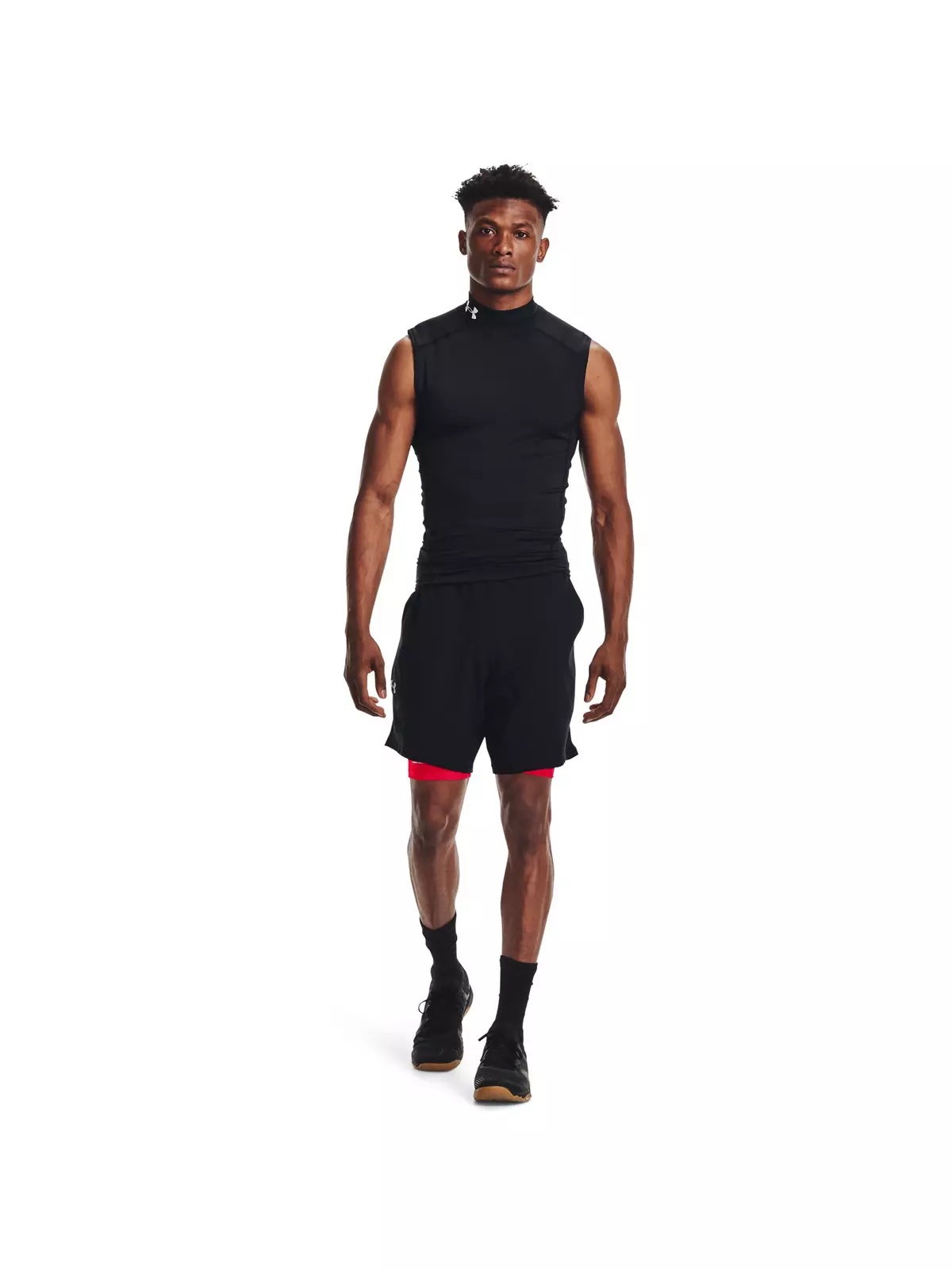 Men's HeatGear Armour Compression Shorts-Red - 4