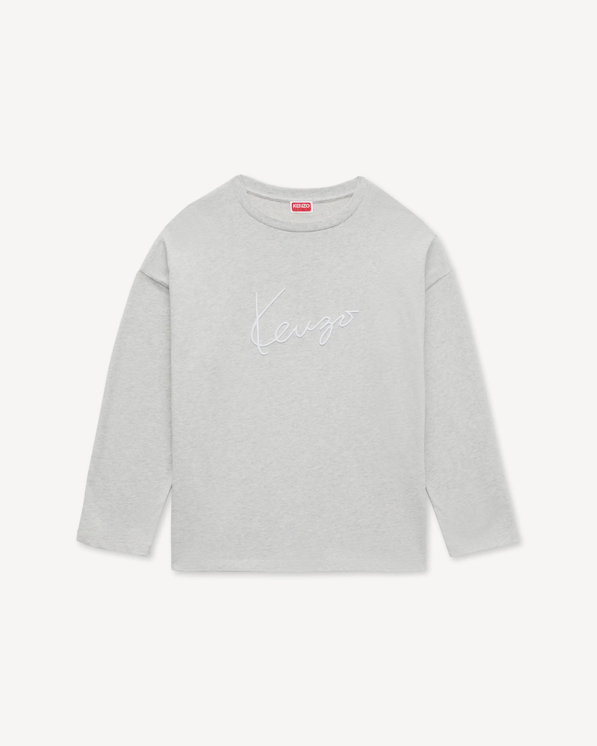 'KENZO Signature' embroidered long sleeves T-shirt in cotton - 1