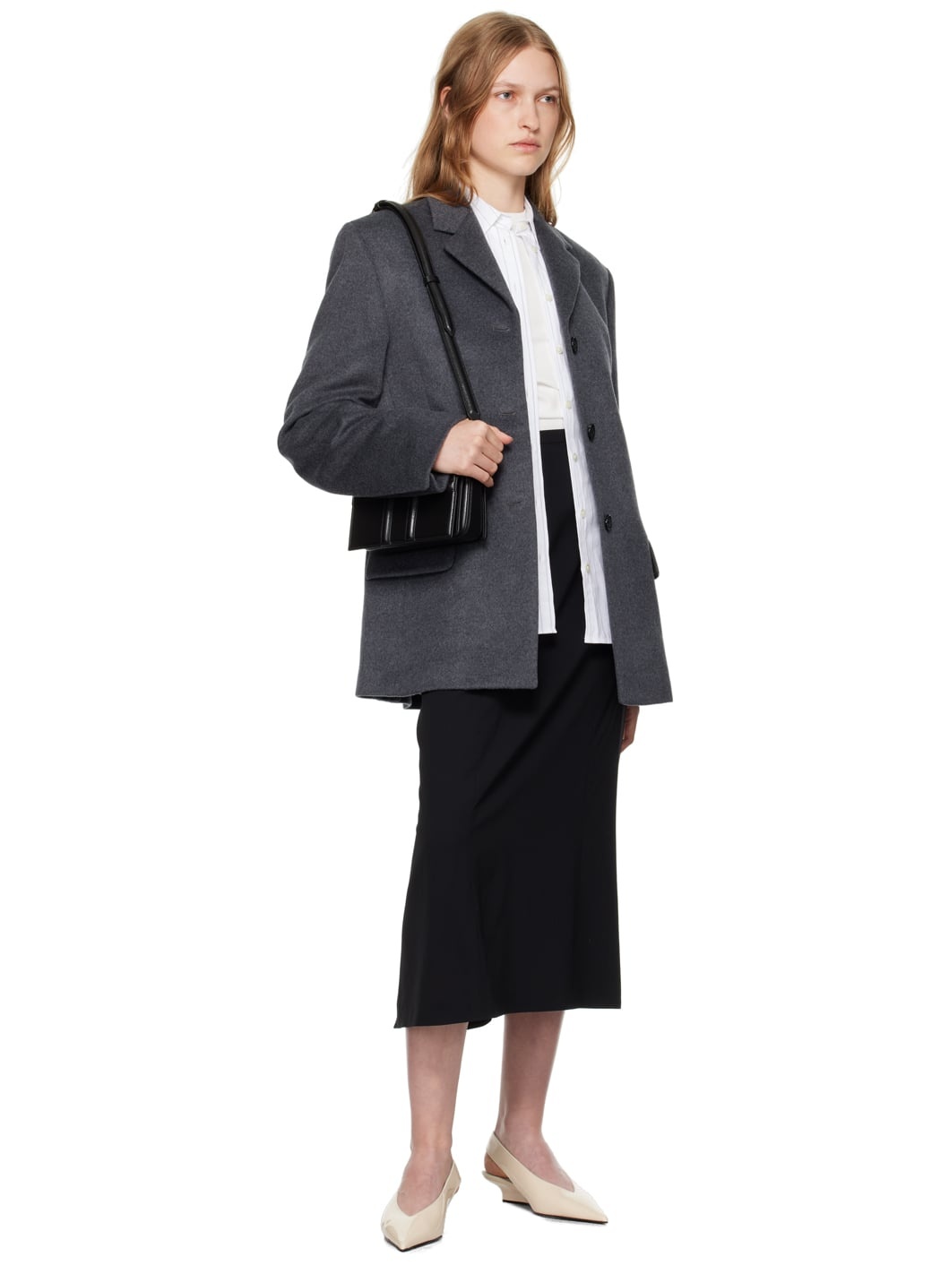Gray Straight Blazer - 5