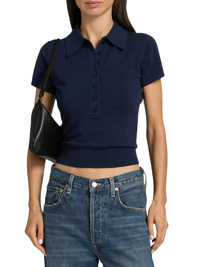 Women's Bentley Cotton Polo Sweater - Navy 3