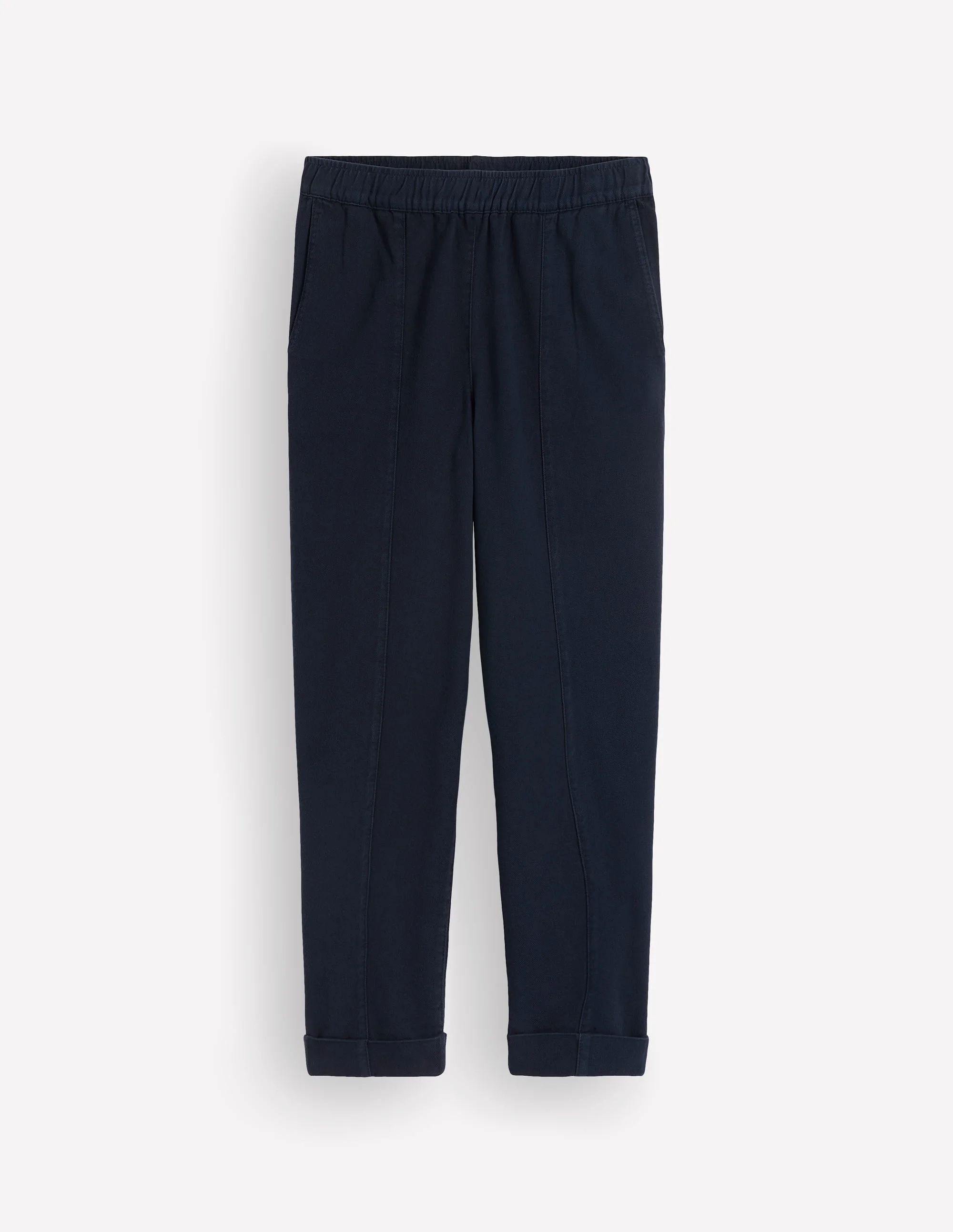 Mid Rise Straight Leg Pants-Navy - 1