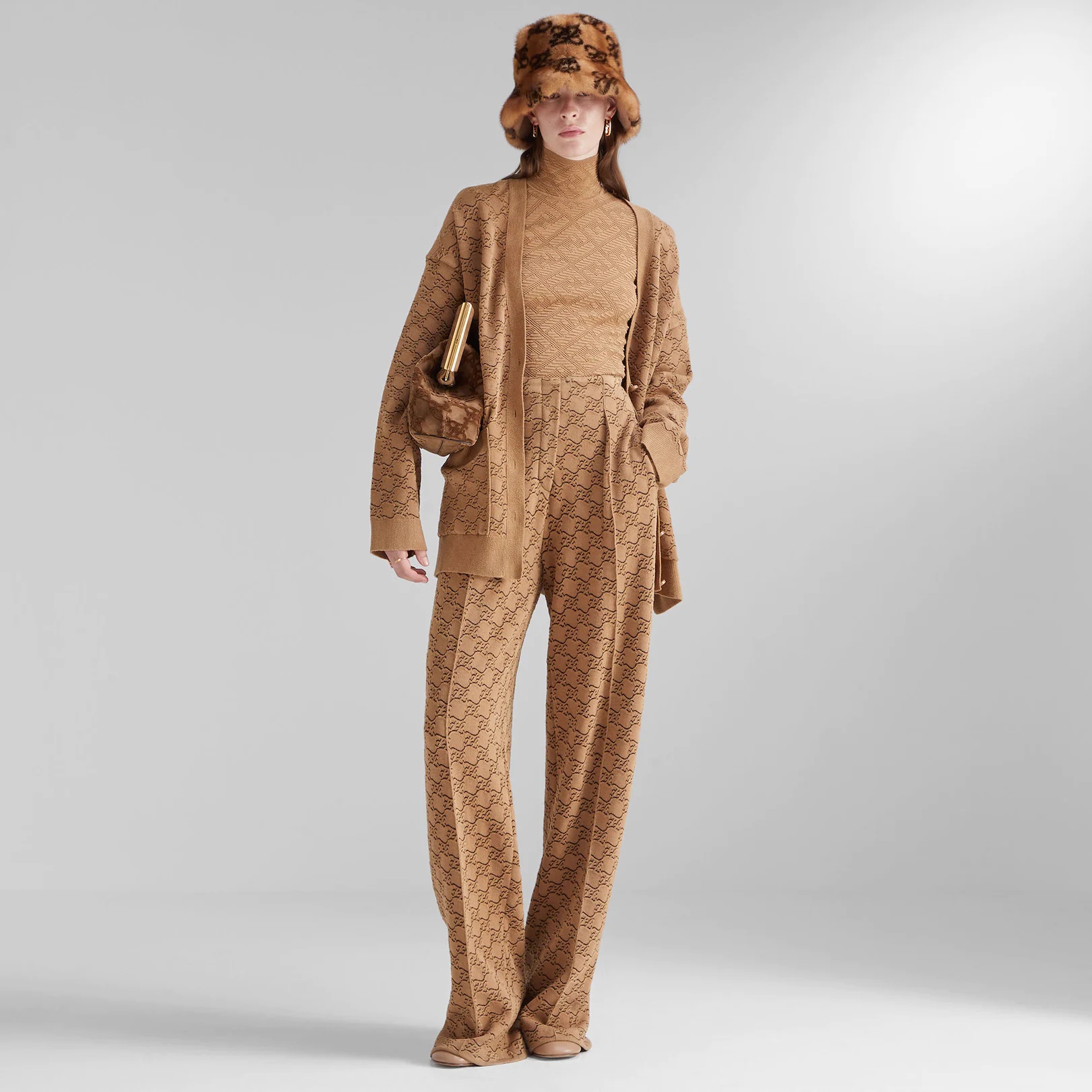 Beige velvet and viscose cardigan - 4