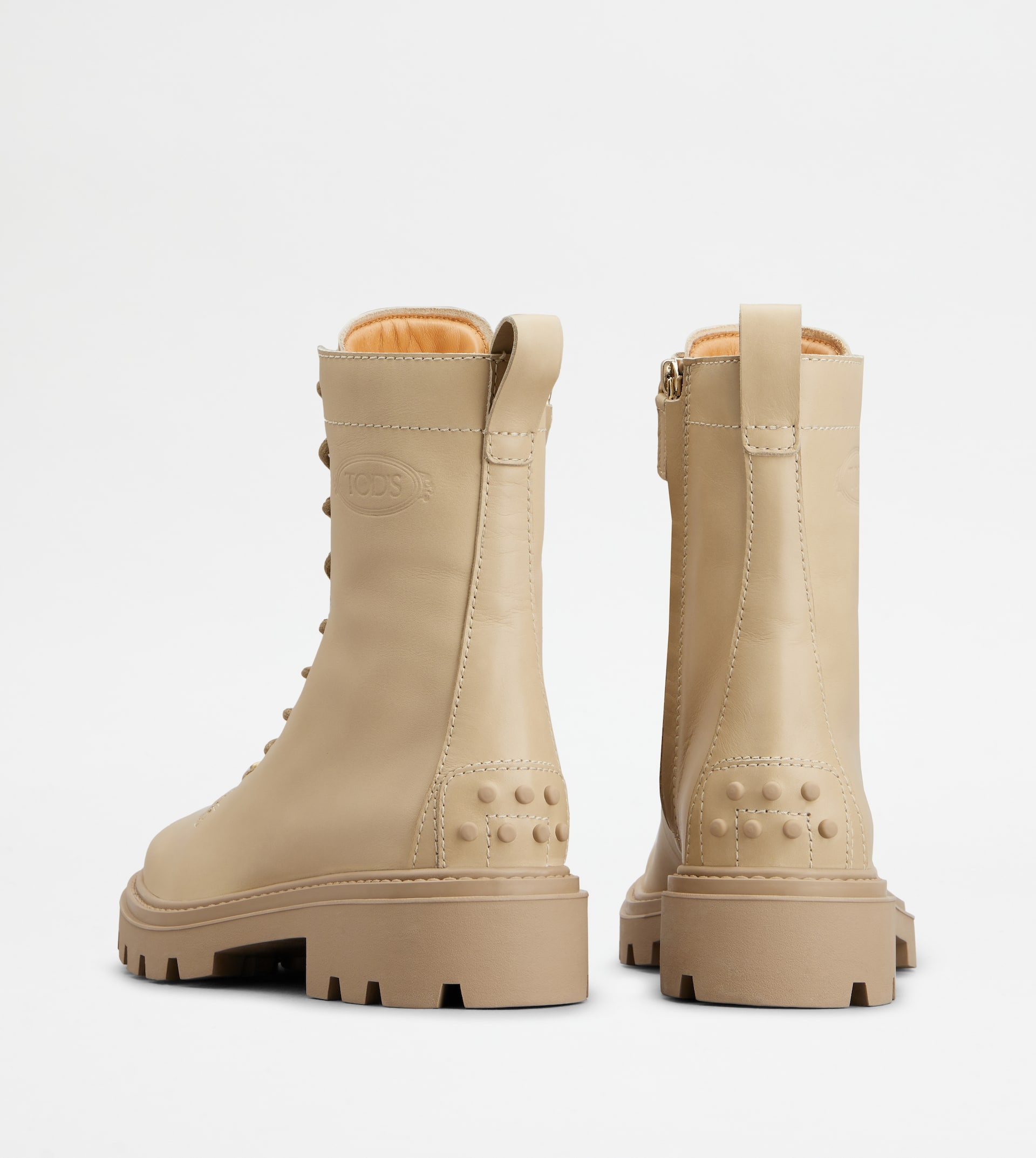 COMBAT BOOTS IN LEATHER - BEIGE - 2