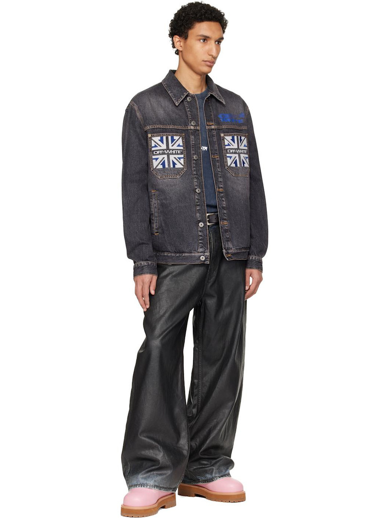 Off-White Black Royal Flag Skate Denim Jacket outlook