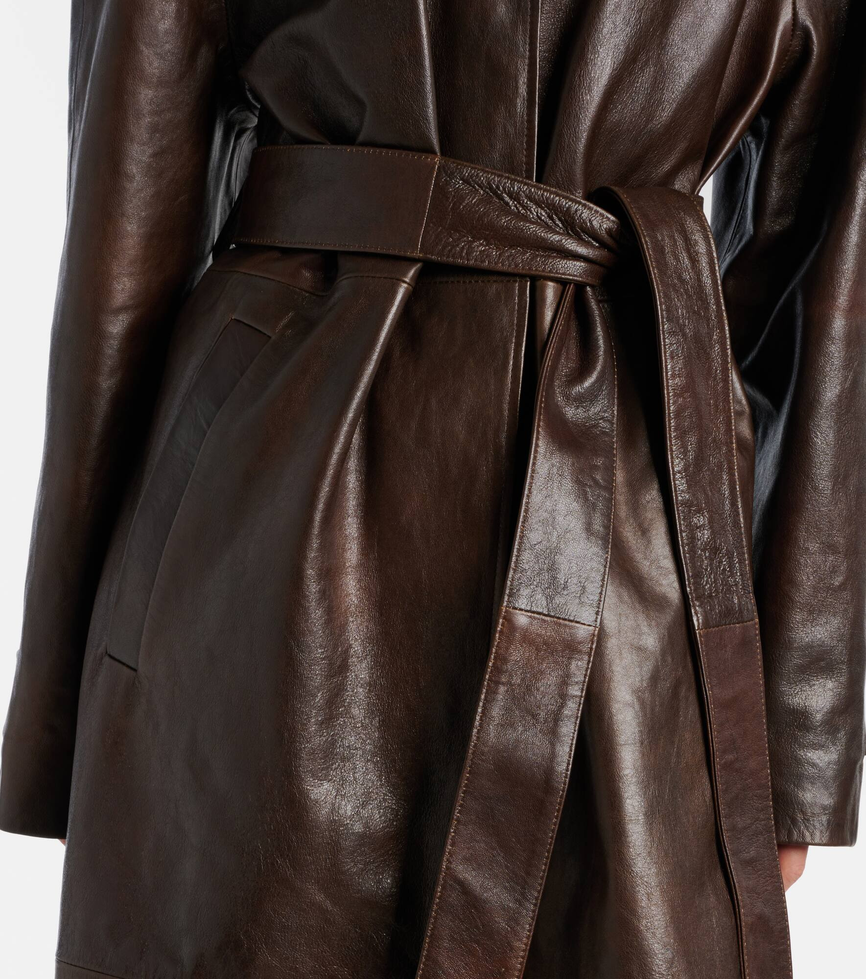 Leather wrap coat - 5