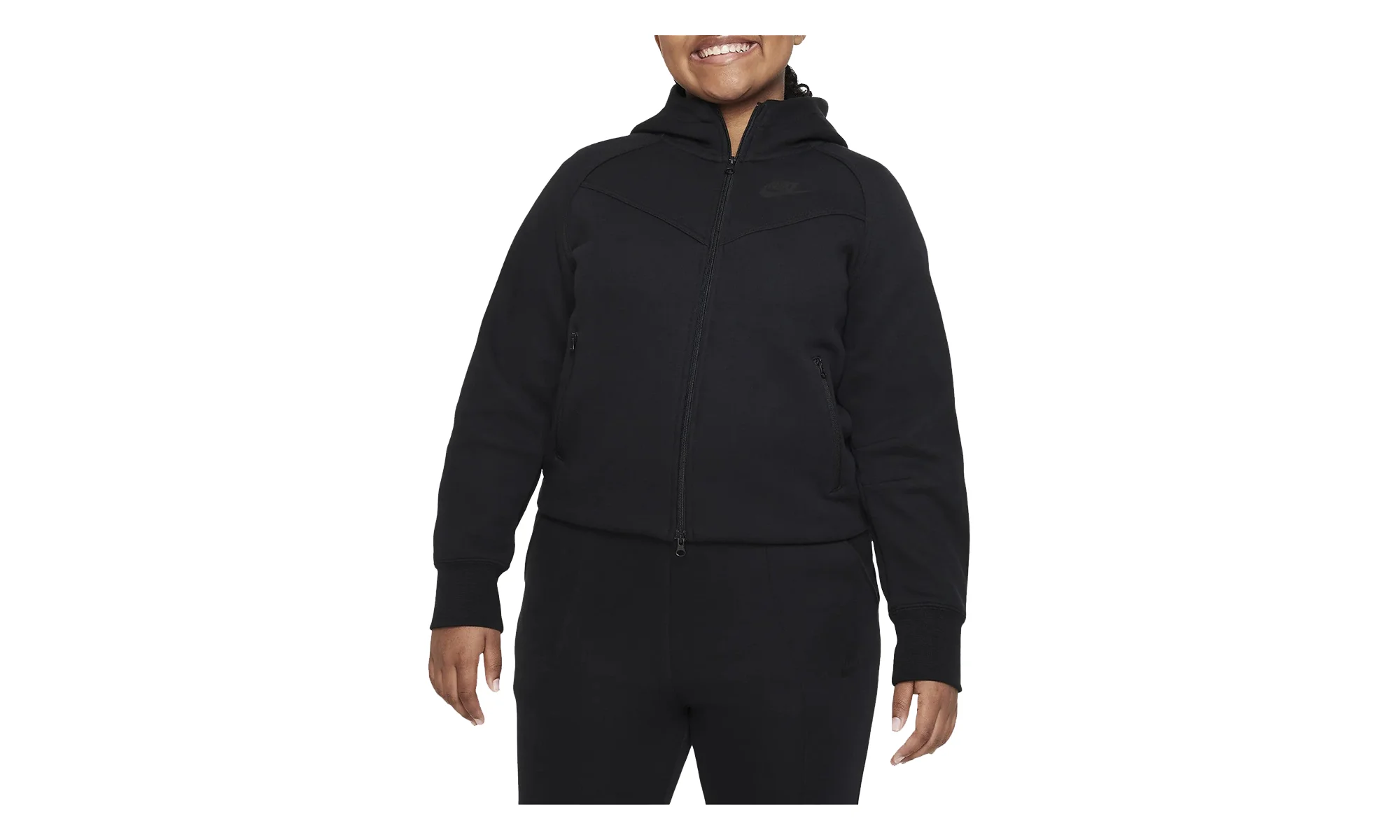 Sportswear Tech Fleece Full-zip Hoodie (Extended Size) GS "Triple Black" FD2980 - 1