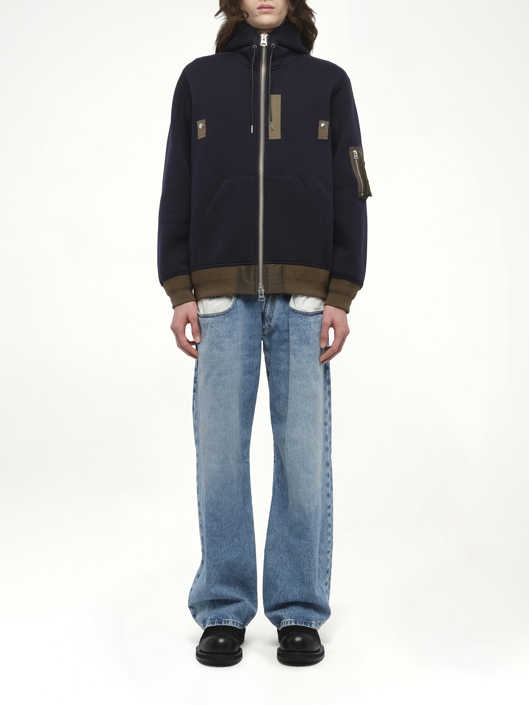 Sponge Sweat Hoodie in Navy/Dark Khaki - 7