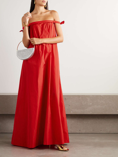 BERNADETTE Brigitte off-the-shoulder bow-embellished taffeta gown outlook