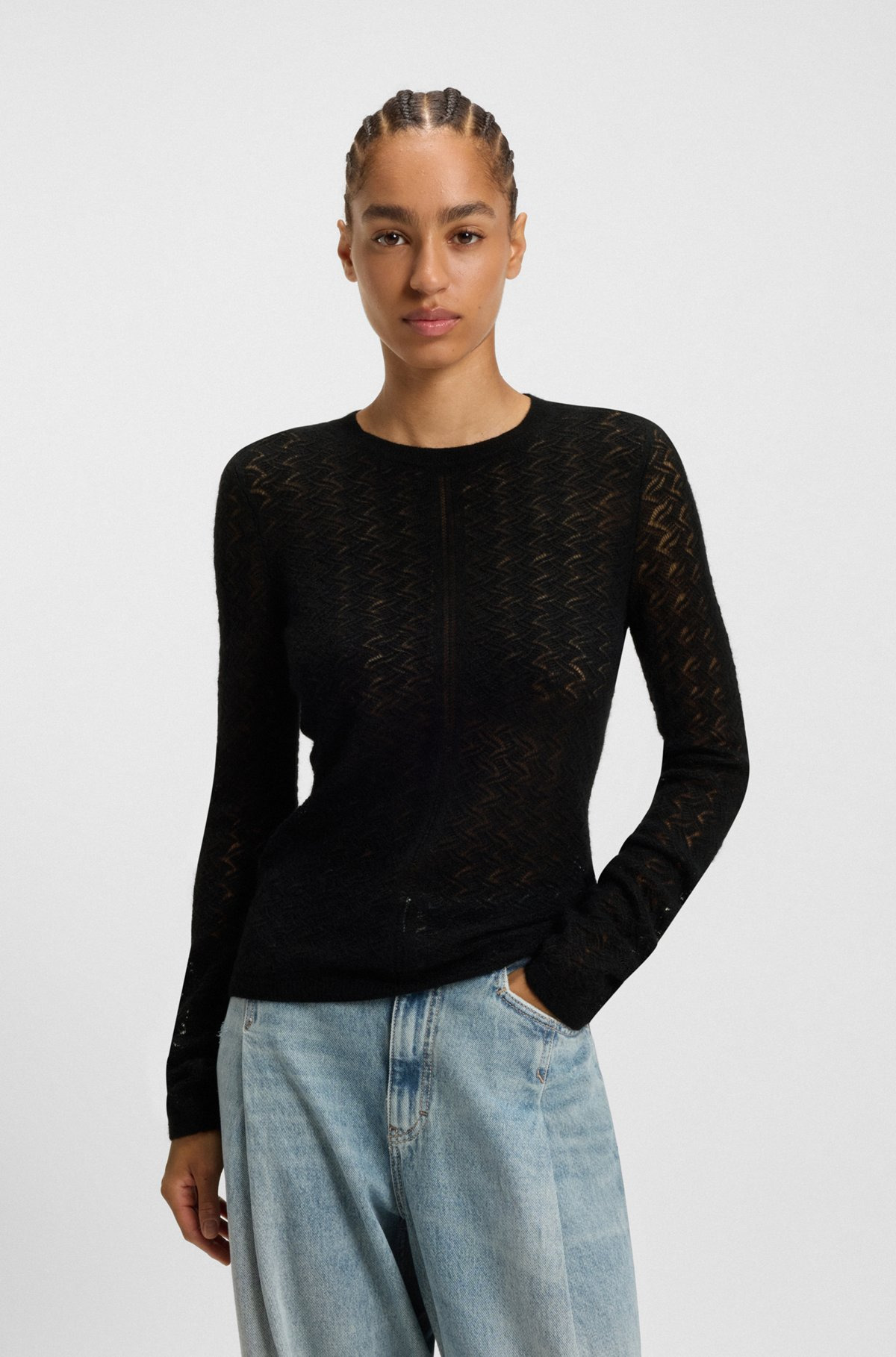 FINE-GAUGE SWEATER WITH KNITTED STRUCTURE - 2