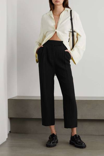 Totême Cropped pleated crepe straight-leg pants outlook