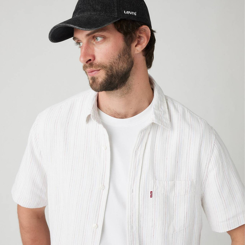 SHORT SLEEVE SUNSET COTTON LINEN ONE POCKET SHIRT 5