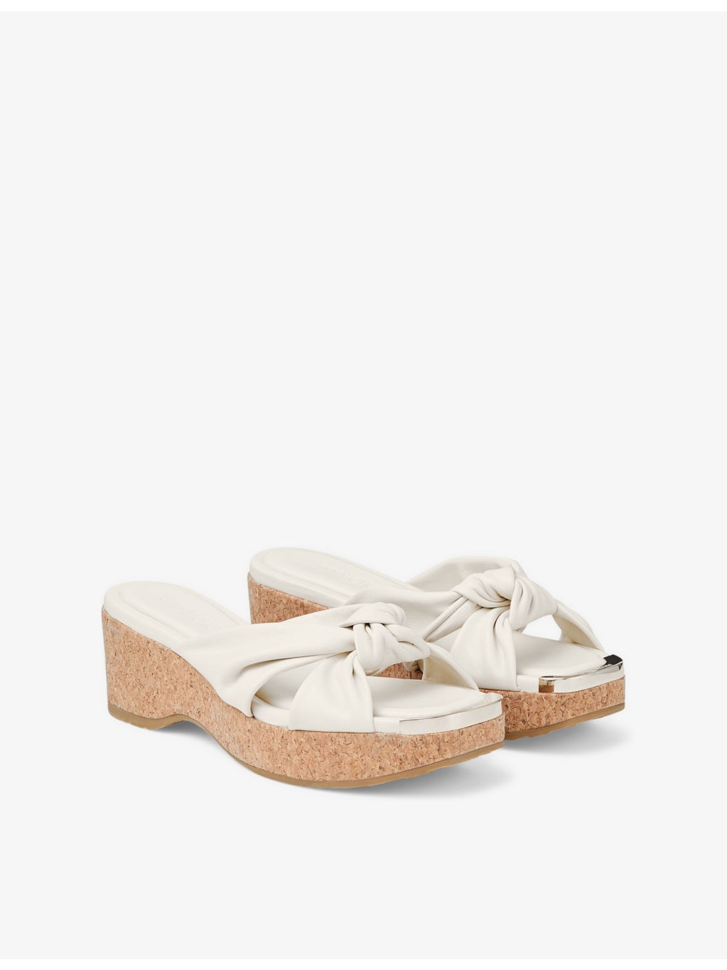 Avenue Knot-Embellished Leather Wedge Sandals - 3