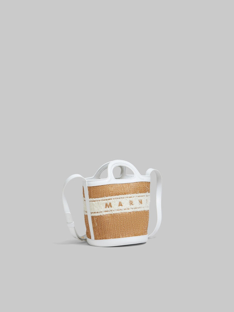 WHITE LEATHER TROPICALIA SMALL BUCKET BAG WITH TUFTED LOGO 6