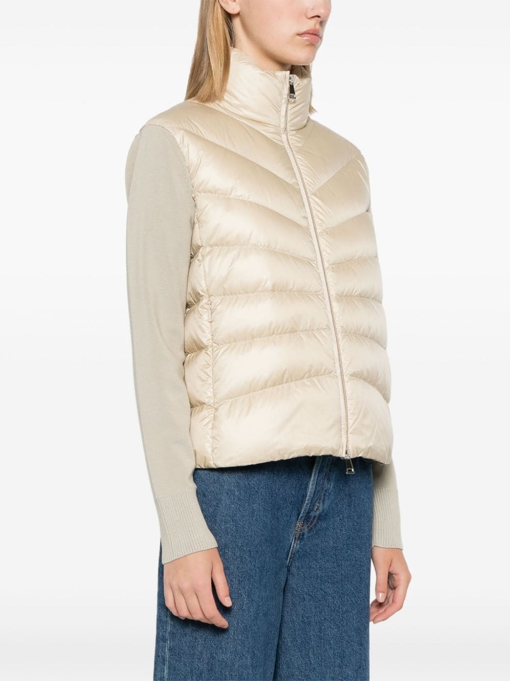 knitted-sleeve puffer jacket - 3