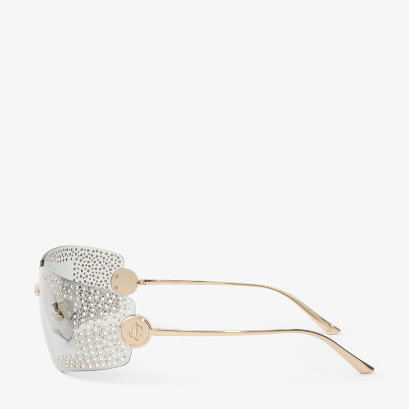 Margaret Pale Gold Rectangular Sunglasses with Crystals 3