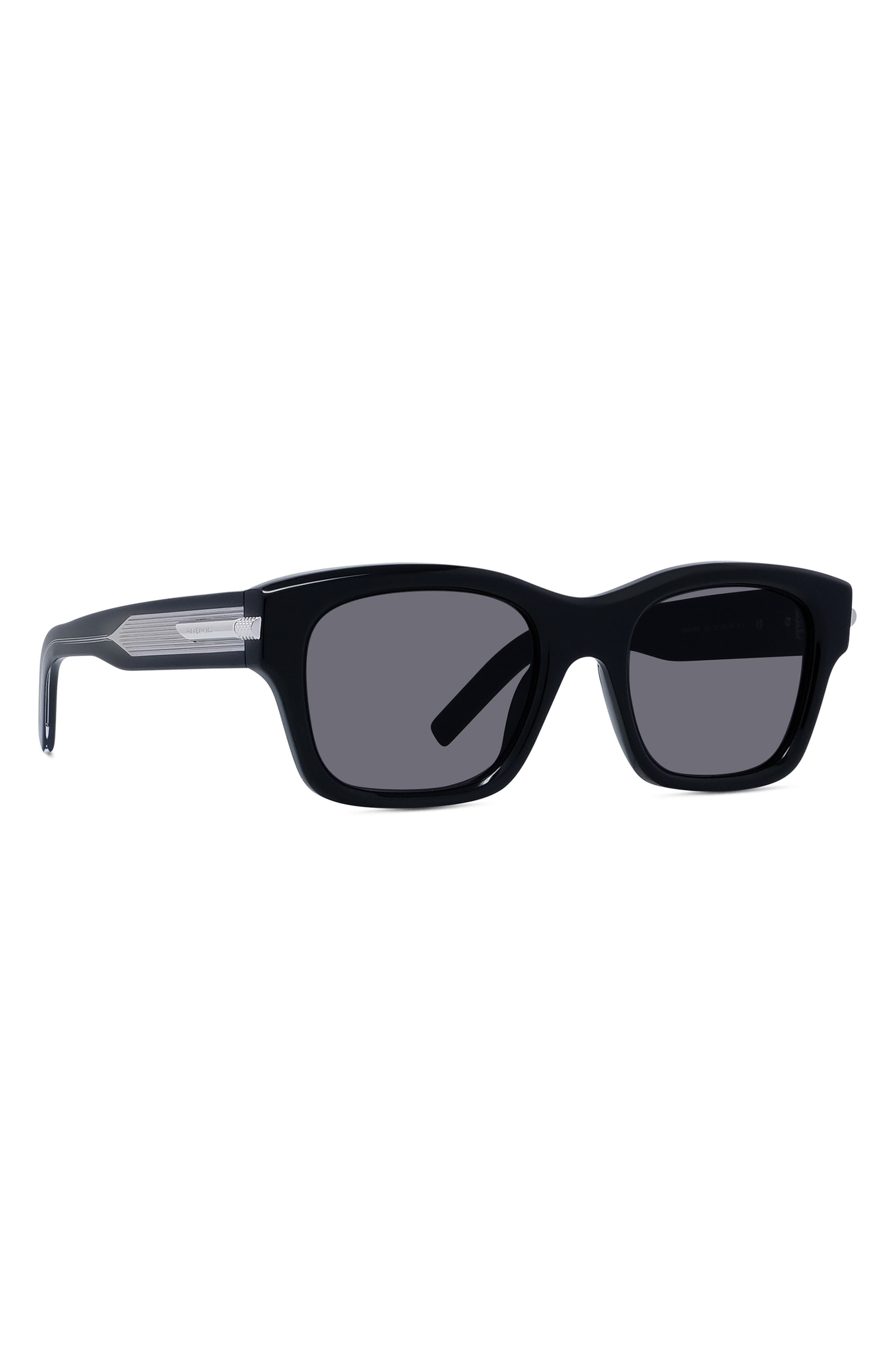 Givenchy GV One 52mm Rectangular Sunglasses in Shiny Black /Smoke at Nordstrom - 5