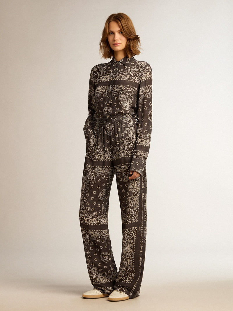 Golden Goose Anthracite-gray joggers with paisley print outlook