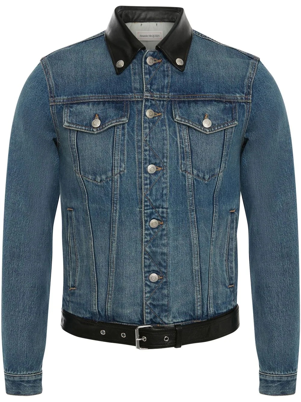 contrast-trim denim jacket - 1