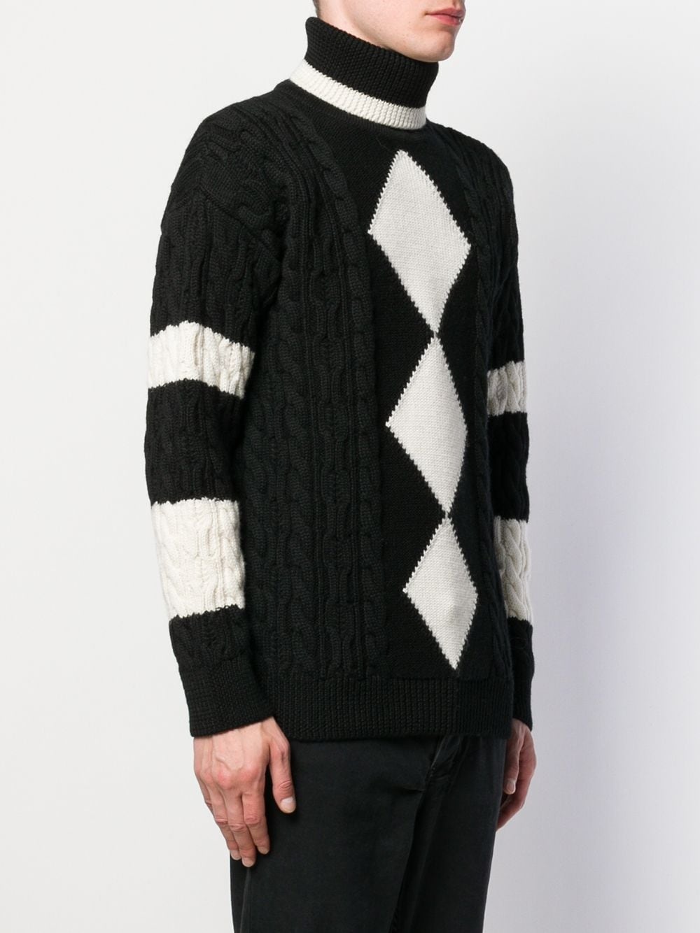 roll neck argyle jumper - 3