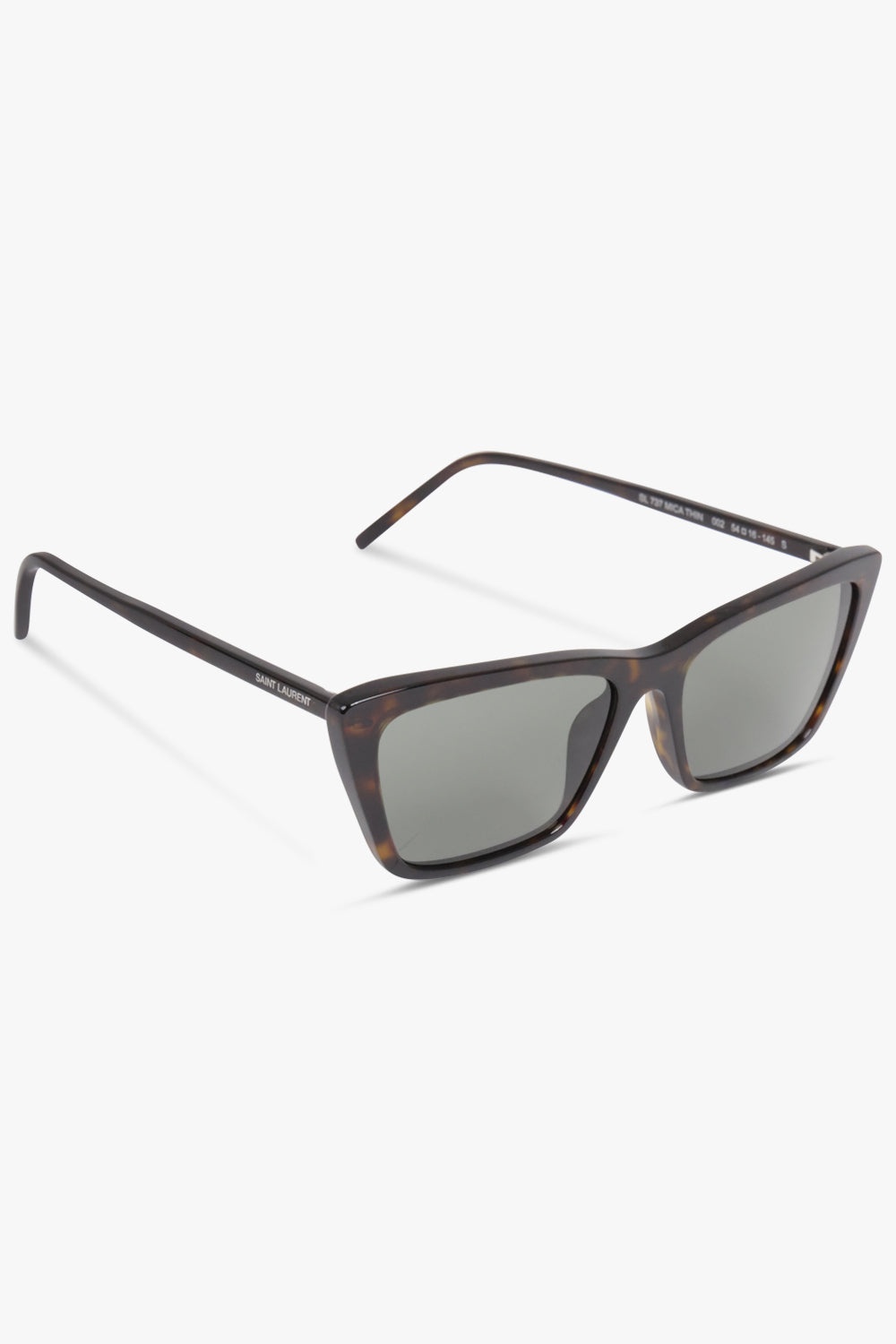 SL 737 MICA THIN SQUARE CAT EYE SUNGLASSES | DARK HAVANA/GREY - 2