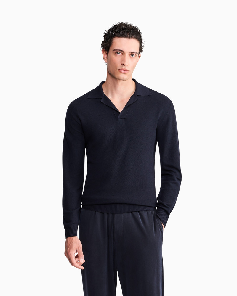 GIORGIO ARMANI KNIT POLO REGULAR FIT HONEYCOMB STITCH VIRGIN WOOL outlook