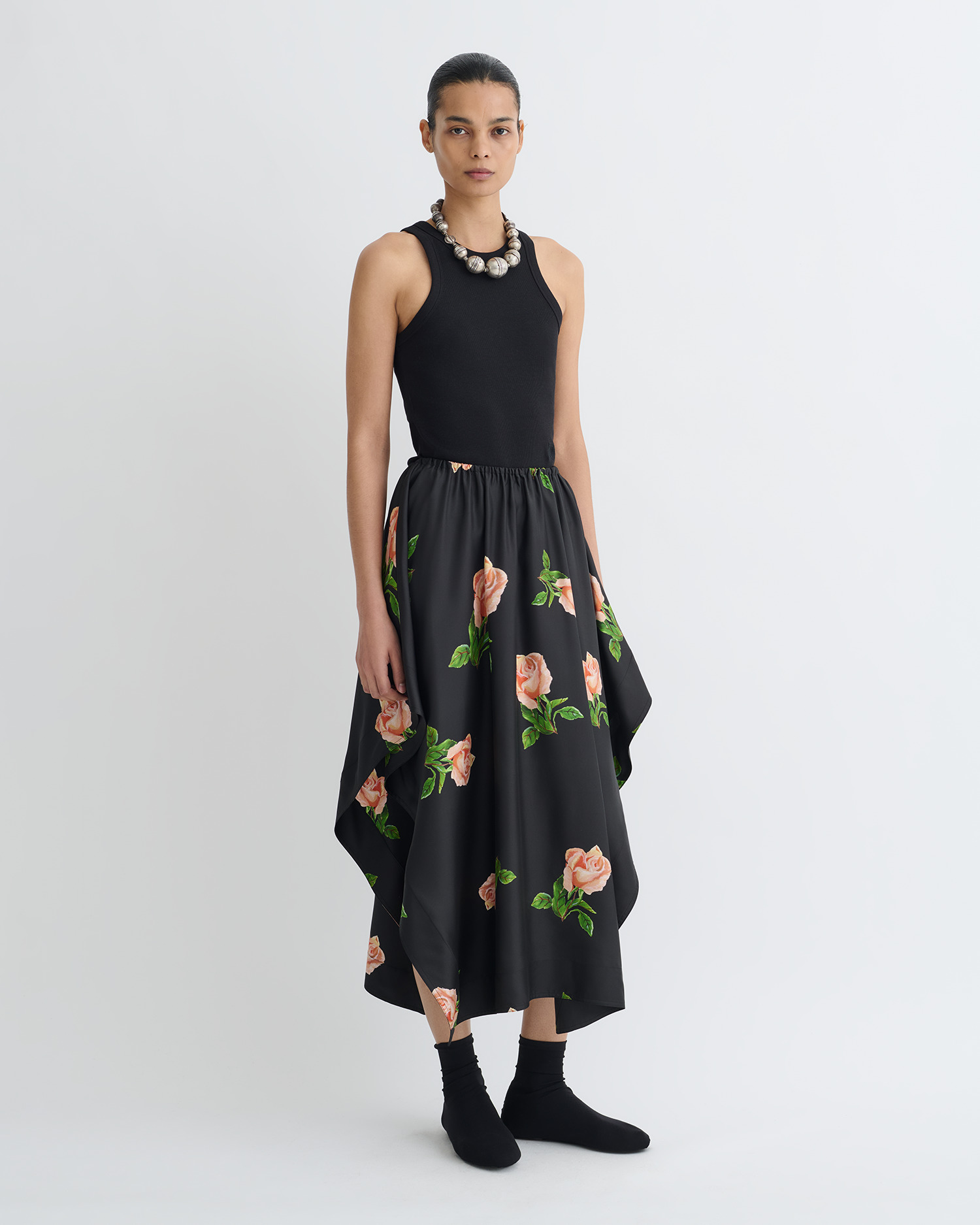 Printed Silk Twill Midi Skirt - 4