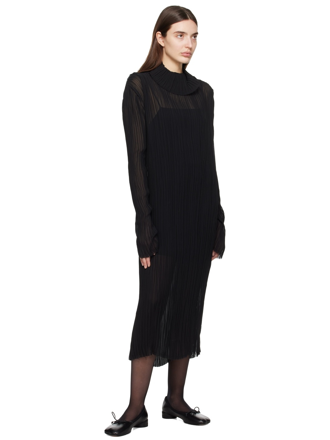 Black Sheer Midi Dress - 4