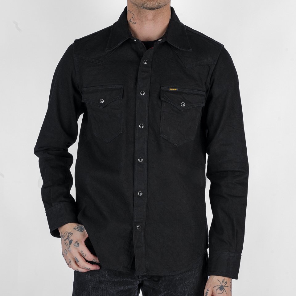 IHSH-396-BLK 13.5oz Denim Western Shirt - Black - 2