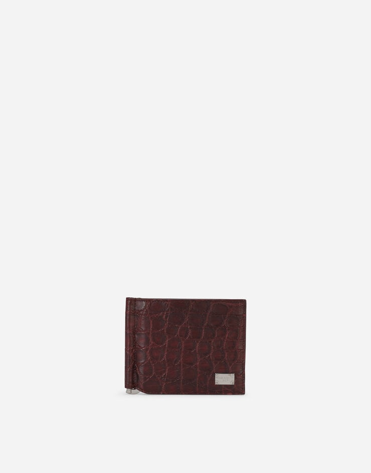 Crocodile bifold wallet with moneyclip and branded tag - 1