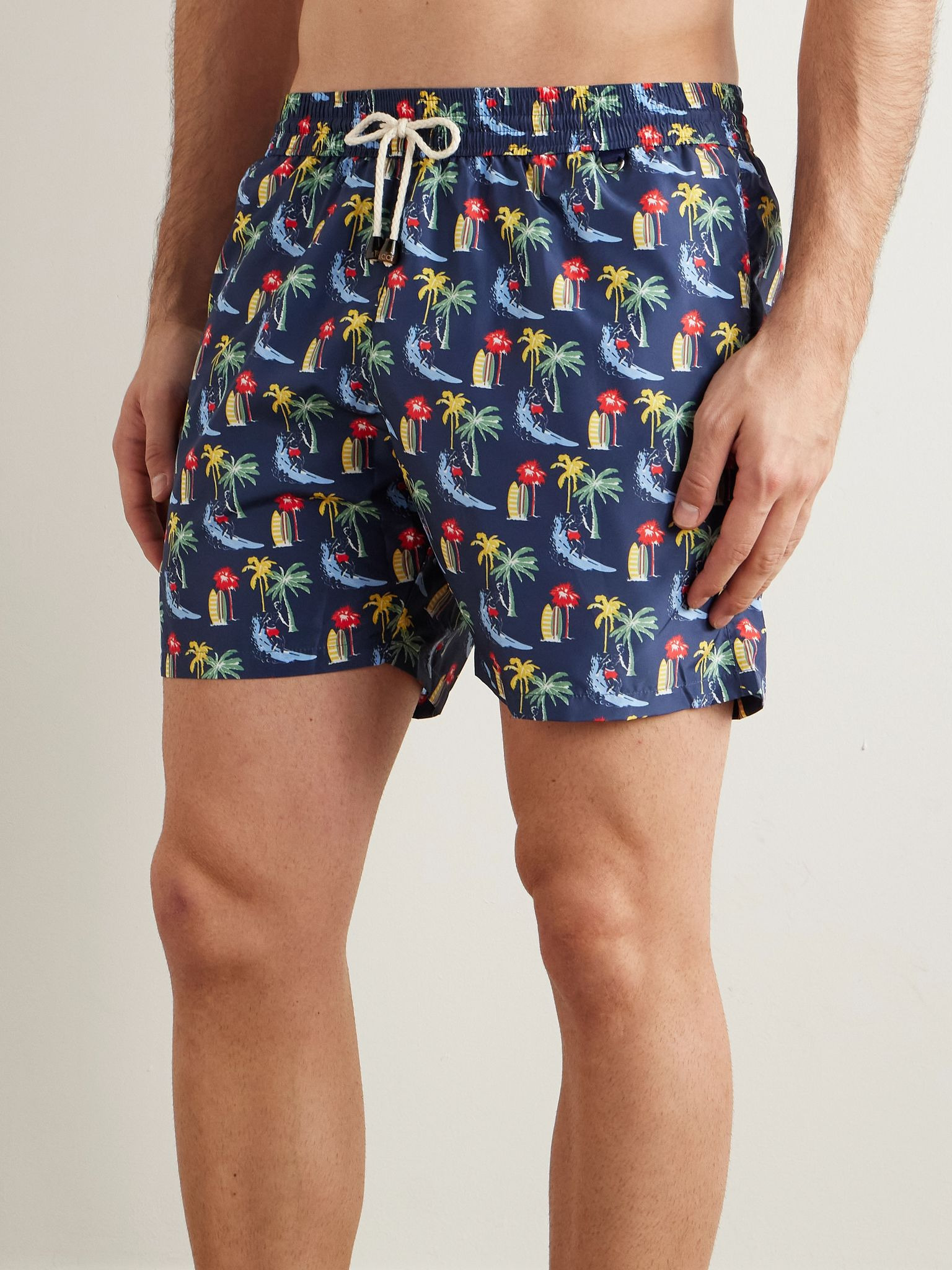 Straight-Leg Mid-Length Printed Swim Shorts Blue - 2