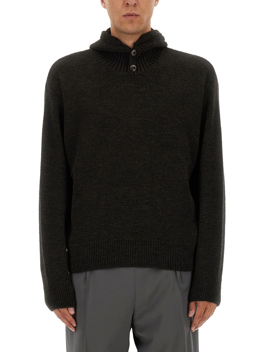 WOOL BLEND HOODED SWEATER - 1