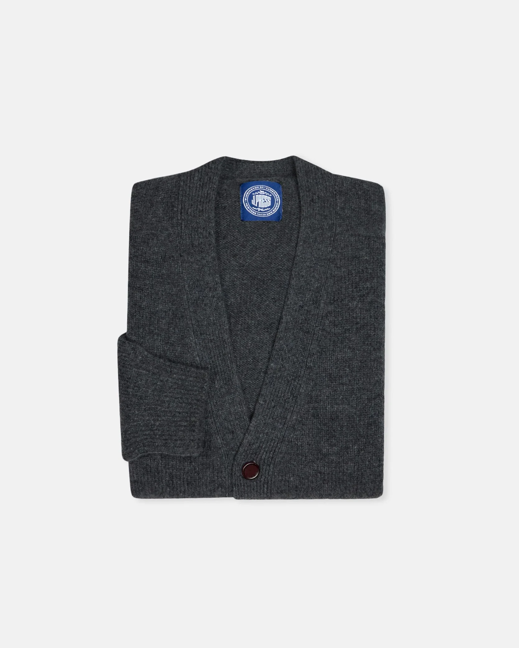 CHARCOAL LAMBSWOOL CARDIGAN SWEATER - 1