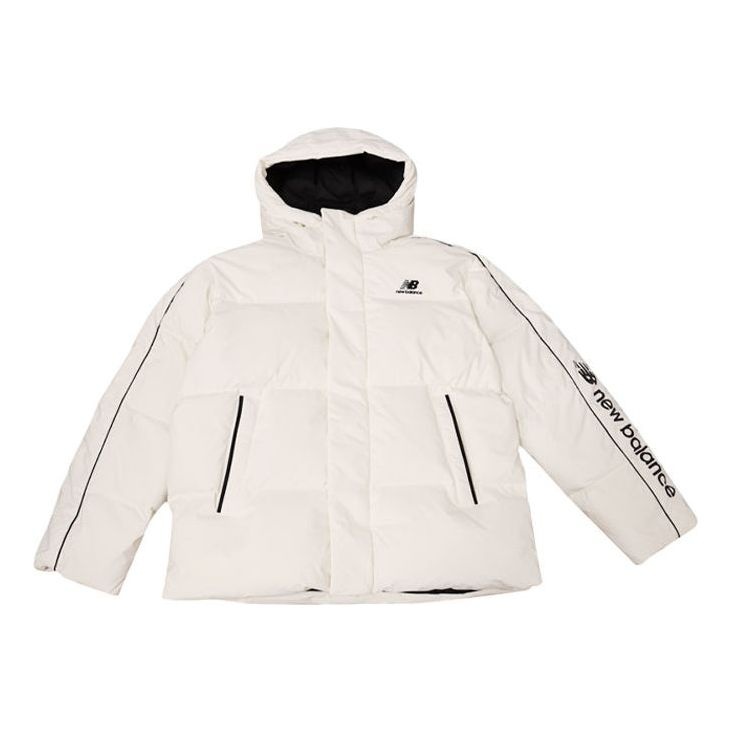 New Balance Casual Hooded Puffer Jacket 'White Black' NPA4E111-IV - 1