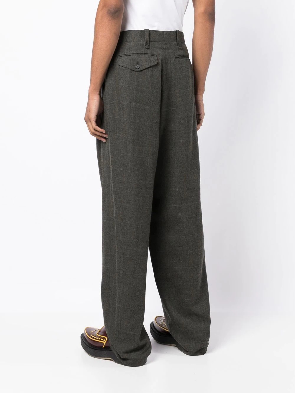 check-pattern wool trousers - 4