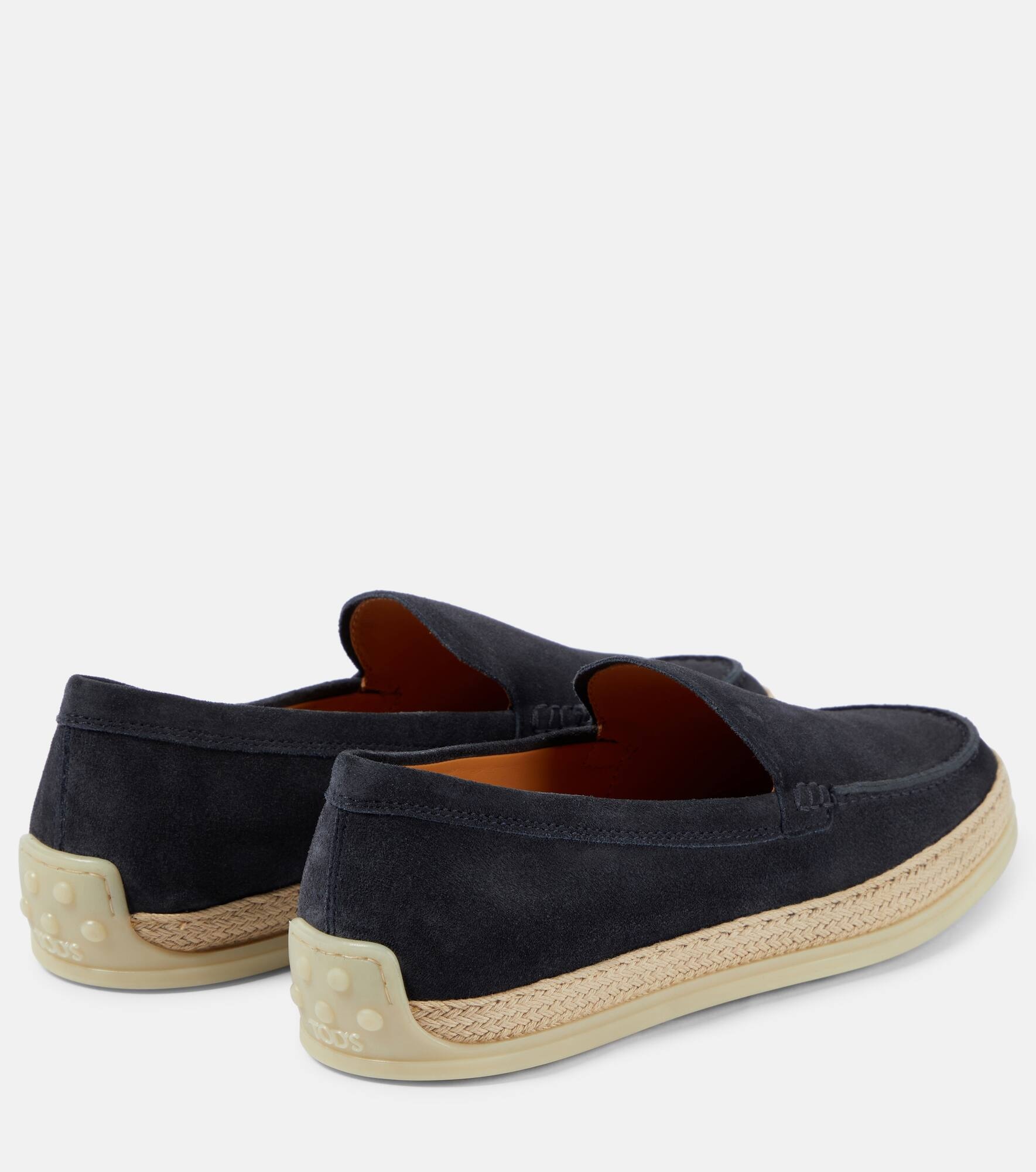 Raffia-trimmed suede loafers - 3