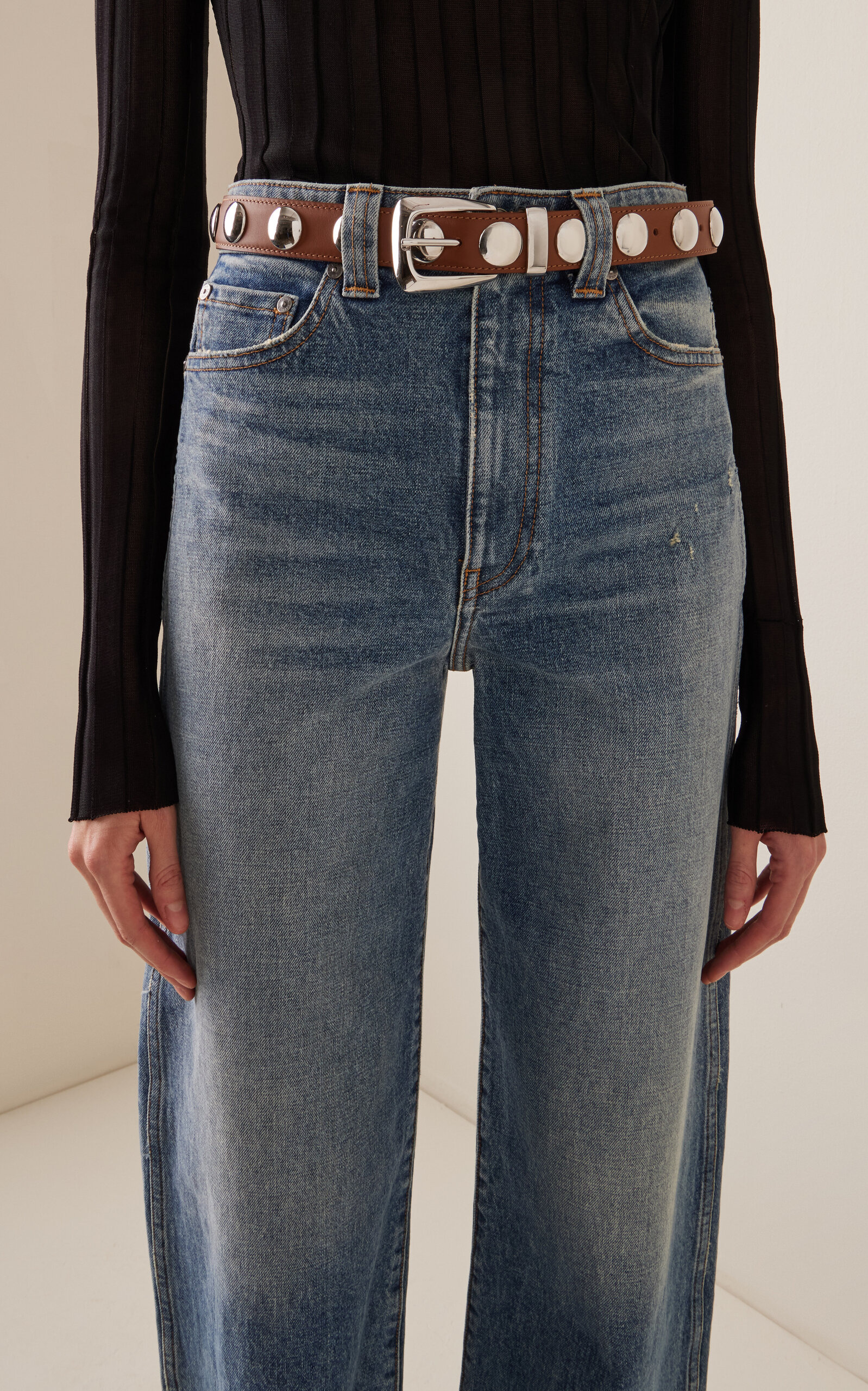 Benny Studded Leather Belt brown - 2