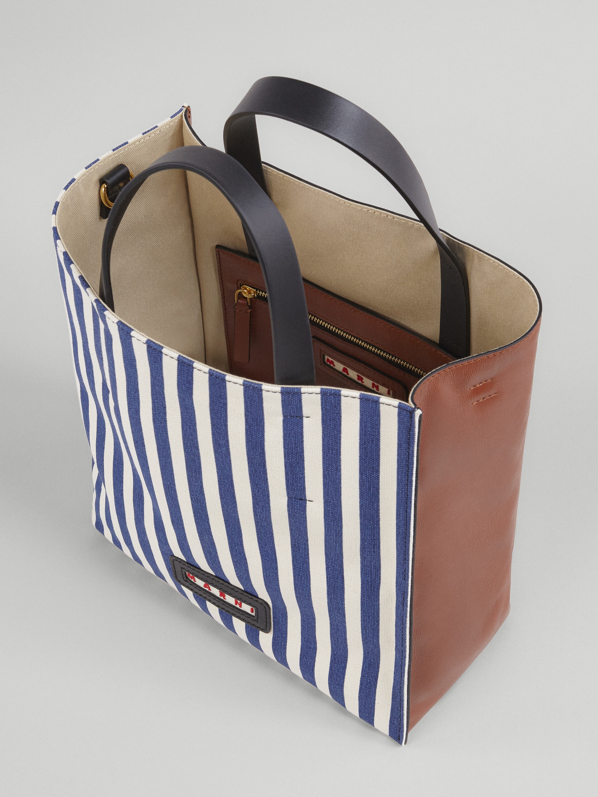 MUSEO SOFT SMALL BAG IN BLUE STRIPED CANVAS - 4