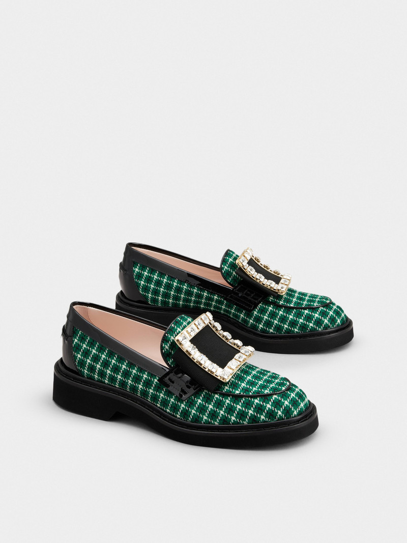 Roger Vivier Viv' Rangers Strass Buckle Loafers in Fabric outlook