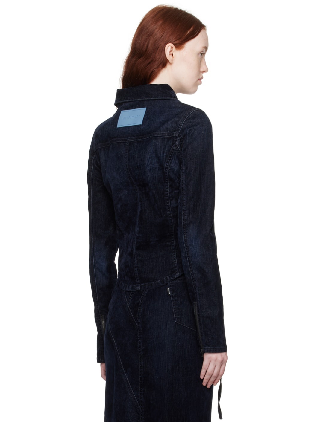 Navy Fitted Denim Jacket - 3