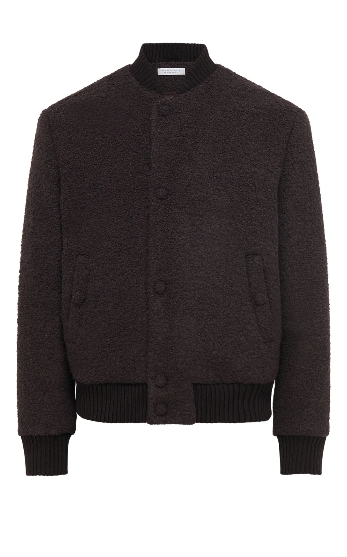 Brandon Bomber in Chocolate Recycled Cashmere Boucle - 1