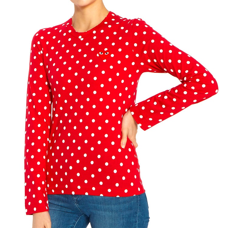 (WMNS) COMME des GARCONS PLAY Polka Dot Long Sleeve Tee 'Red White' AZ-T165-051-3 - 5