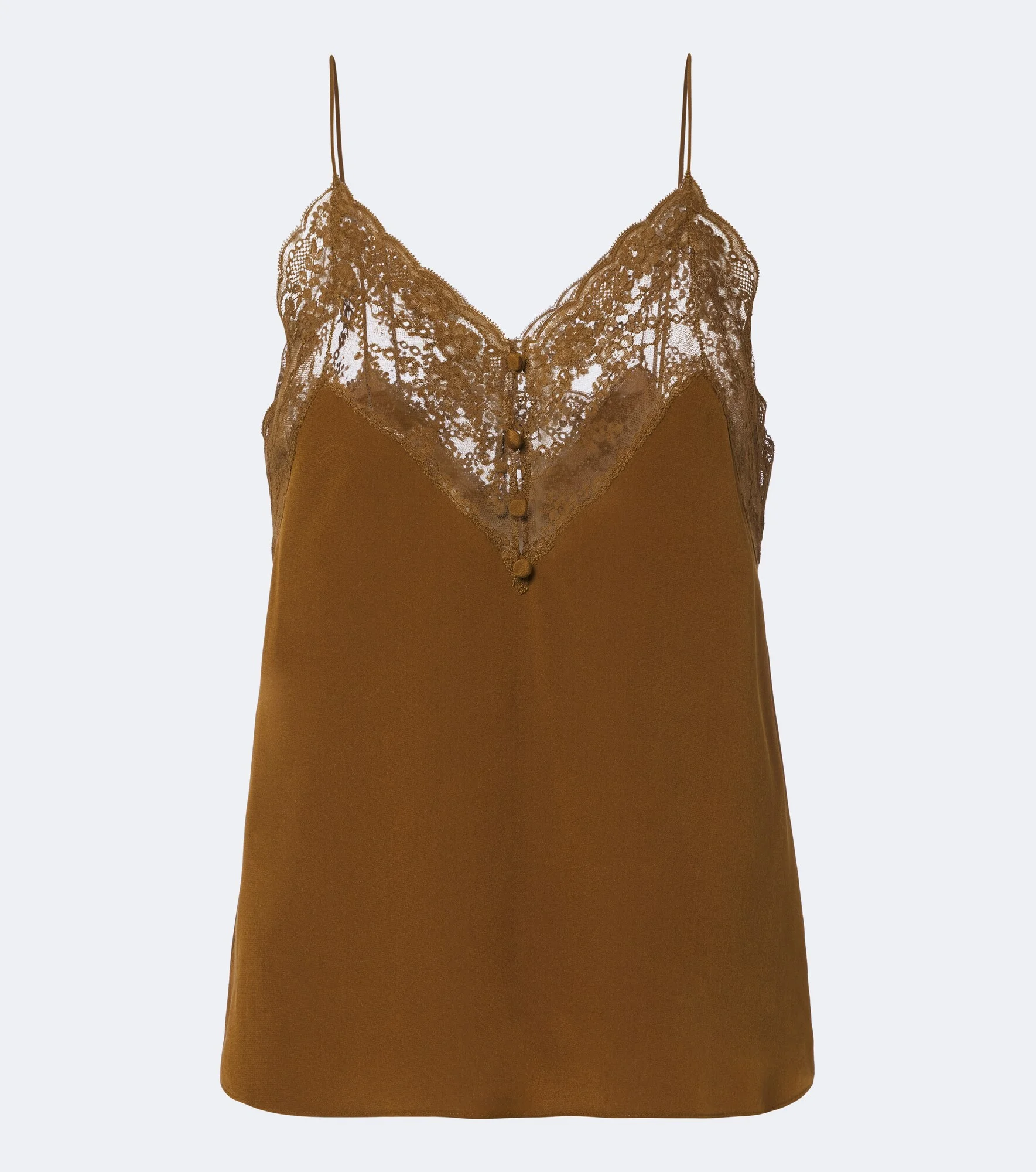 Lace-trimmed silk crêpe de chine camisole - 1