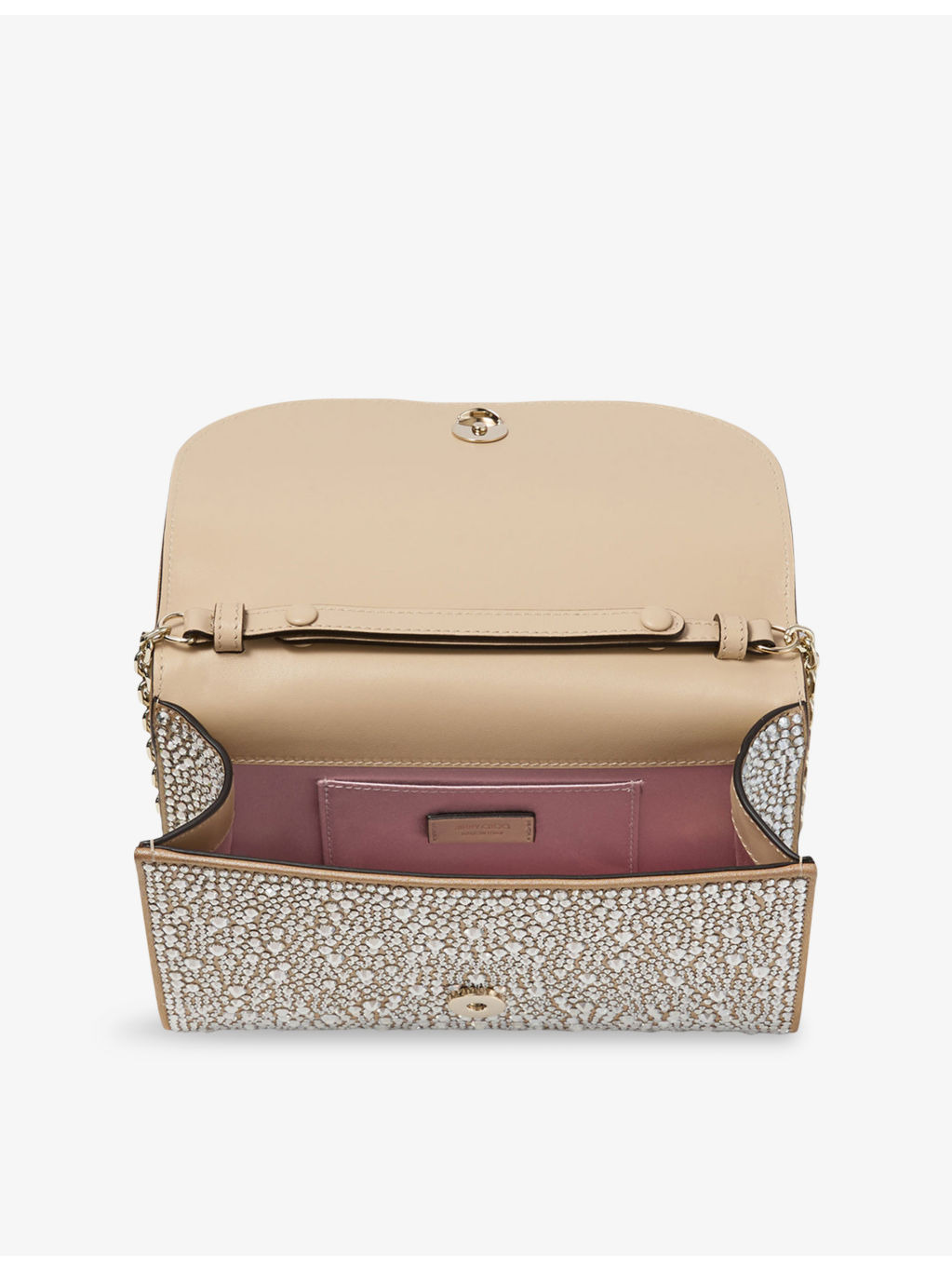 Curve Rhinestone-Embellished Suede Clutch Bag - 3