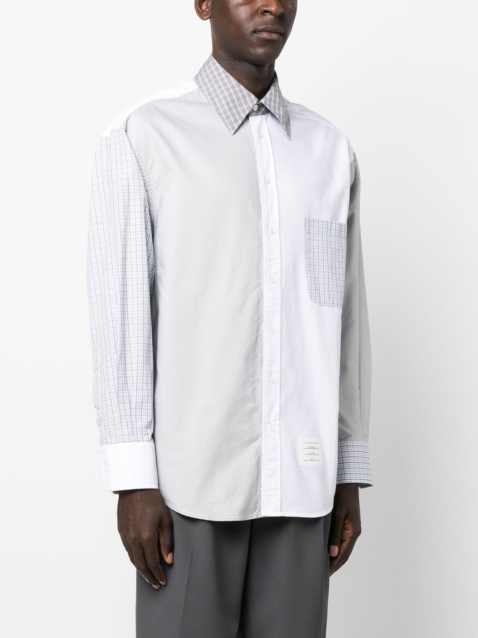 White Panelled Cotton Shirt - 3